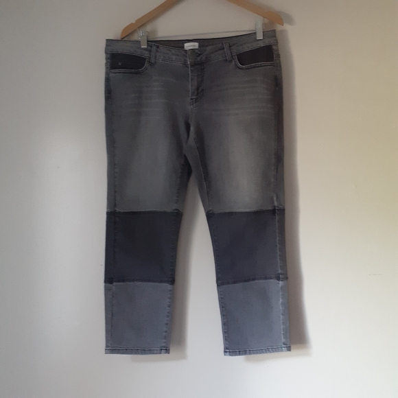 JUNAROSE 2tone Patchwork Ankle Cropped Jeans size 11 fit like 18 or 31 MUST READ - Picture 1 of 10